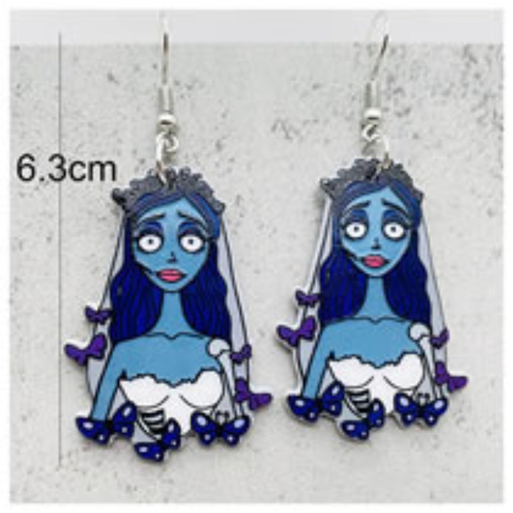 NWT The Corpse Bride Acrylic Dangle Earrings With Stainless Steel Posts